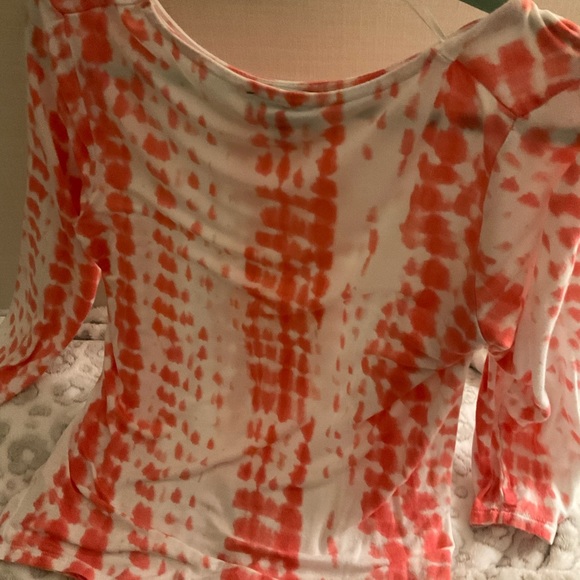 VALENTINES RED & WHITE tie dye blouse CREW NECK with knot tie long sleeve blouse - Picture 8 of 9